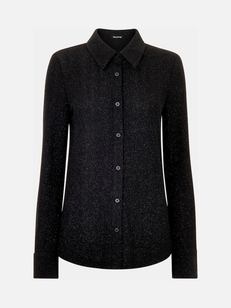 Whistles Black Eva Sparkle Shirt - Image 6 of 6 Whistles Black Eva Sparkle Shirt - Image 6 of 6