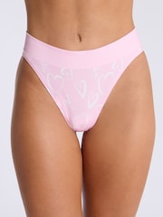 Boux Avenue Pink Heart Print Bralette & Thongs Set - Image 6 of 6