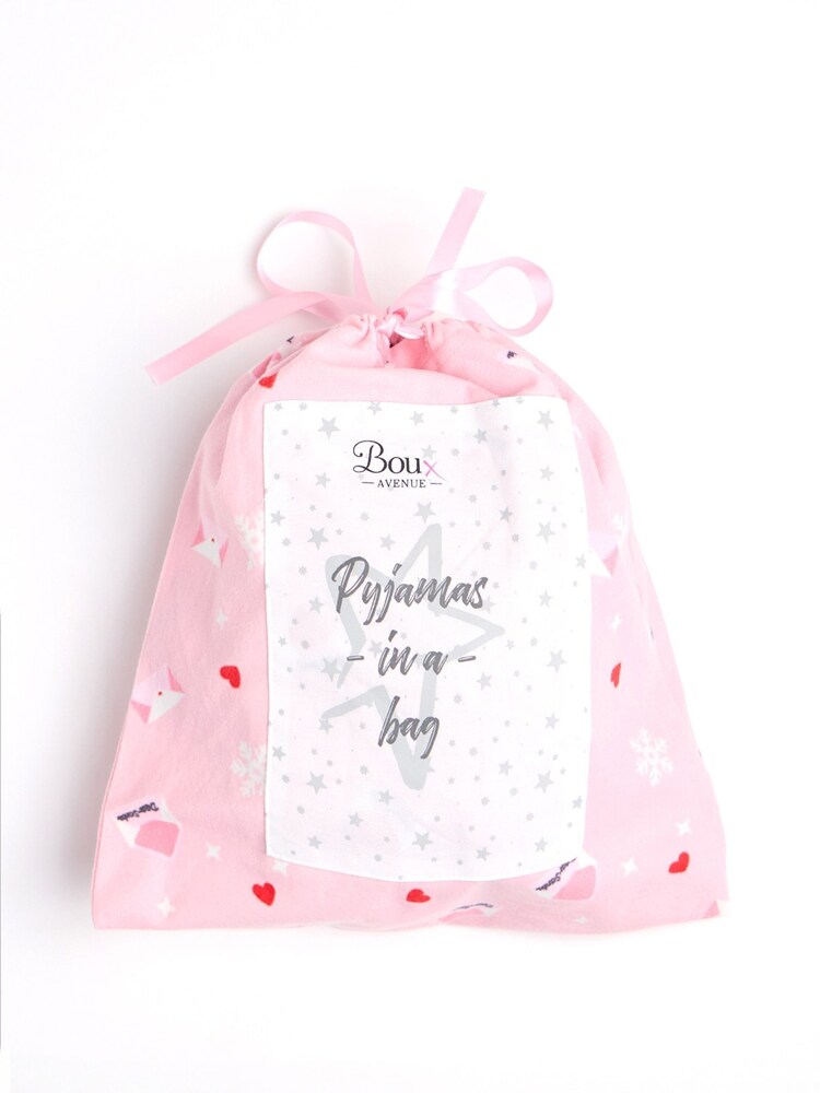 Boux Avenue Pink Dear Santa Fleece Pyjamas in a Bag - Image 2 of 7