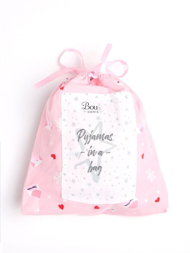 Boux Avenue Pink Dear Santa Fleece Pyjamas in a Bag - Image 2 of 7 Boux Avenue Pink Dear Santa Fleece Pyjamas in a Bag - Image 2 of 7