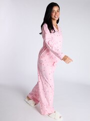 Boux Avenue Pink Dear Santa Fleece Pyjamas in a Bag - Image 4 of 7