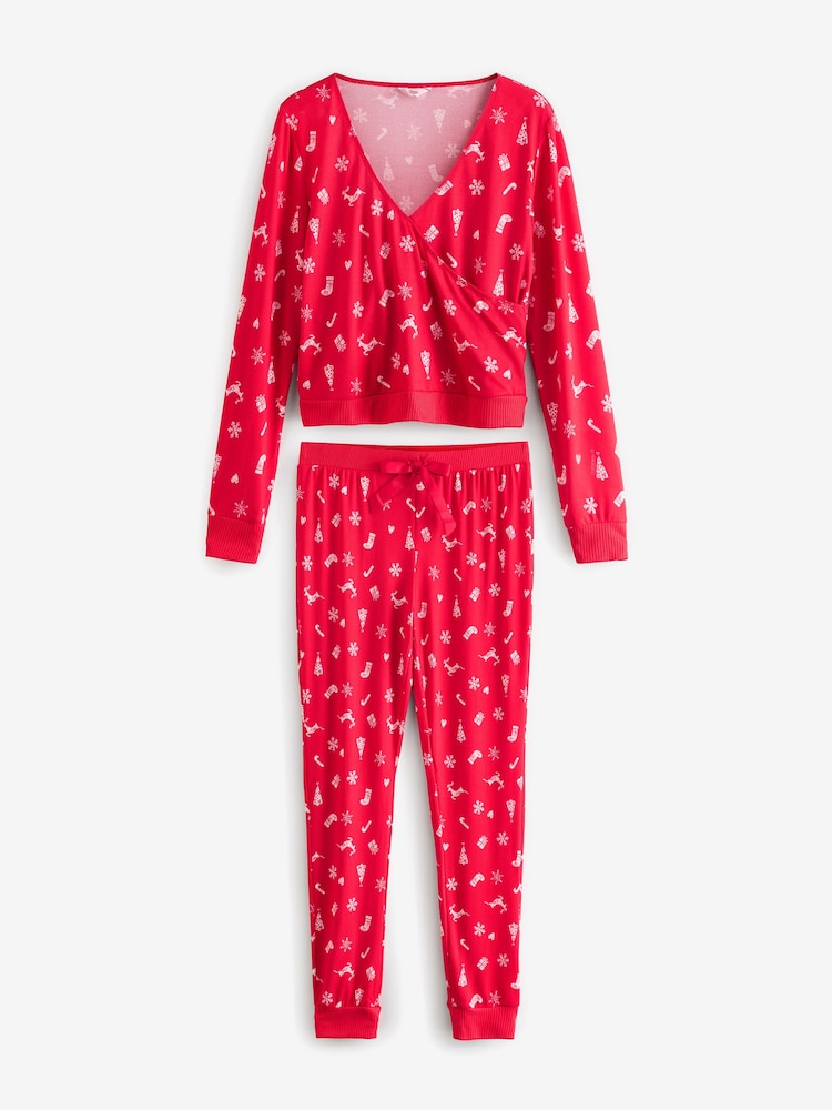 Boux Avenue Red Christmas Top and Leggings Pyjamas Set - Image 1 of 3