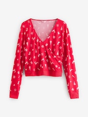Boux Avenue Red Christmas Top and Leggings Pyjamas Set - Image 2 of 3
