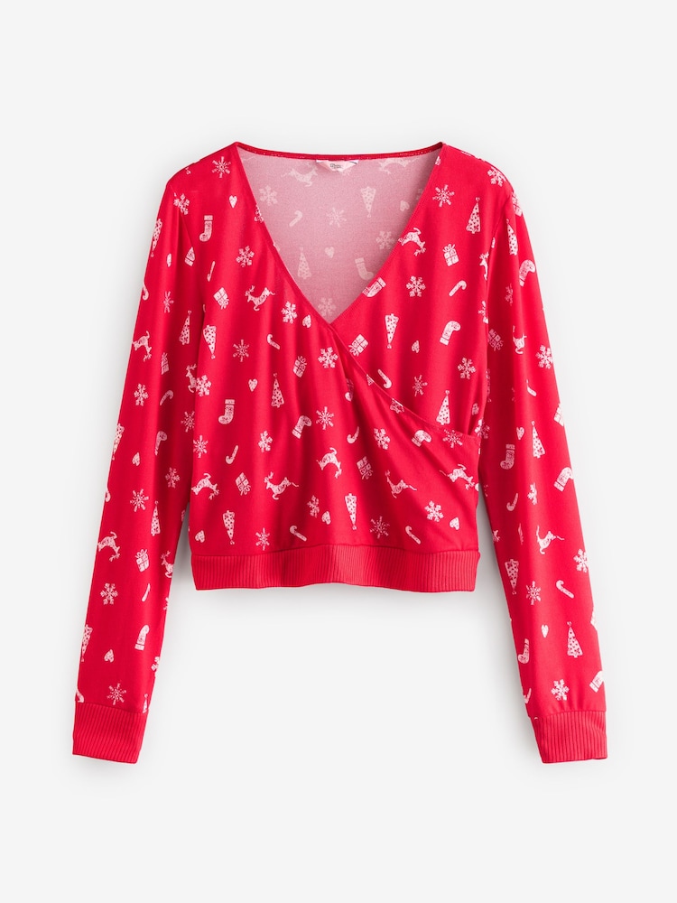 Boux Avenue Red Christmas Top and Leggings Pyjamas Set - Image 2 of 3