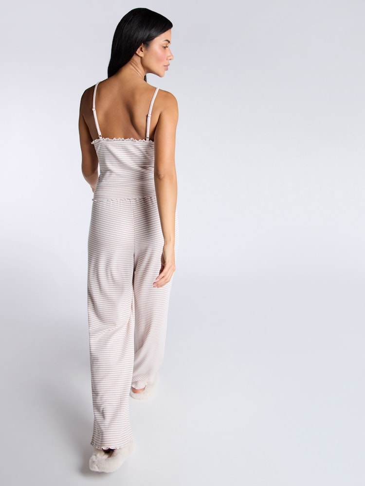 Boux Avenue Natural Stripe Rib Cami and Trousers Pyjama Set - Image 2 of 8