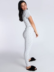 Boux Avenue Grey Pointelle Christmas Holly 100% Cotton T-Shirt and Leggings Pyjamas Set - Image 3 of 5