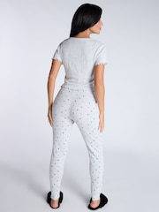 Boux Avenue Grey Pointelle Christmas Holly 100% Cotton T-Shirt and Leggings Pyjamas Set - Image 5 of 5