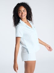 Boux Avenue Blue Stripe 100% Cotton Shorts  Pyjamas - Image 3 of 7