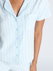 Boux Avenue Blue Stripe 100% Cotton Shorts  Pyjamas - Image 6 of 7