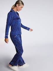 Boux Avenue Blue Luxe Satin Spot Pyjama Set - Image 4 of 5