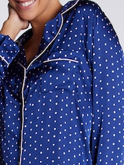 Boux Avenue Blue Luxe Satin Spot Pyjama Set - Image 5 of 5