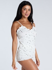Boux Avenue Cream Rib Star Cami & Shorts Set - Image 1 of 6