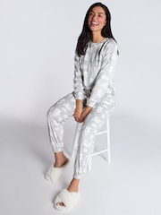Boux Avenue Grey Christmas Polar Bear Velour Lounge Pyjamas Set - Image 4 of 5