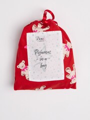 Boux Avenue Red Teddy Bear Fleece Pyjamas in a Bag - Image 3 of 6