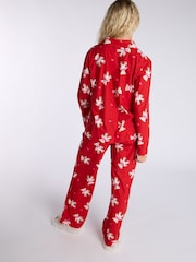 Boux Avenue Red Teddy Bear Fleece Pyjamas in a Bag - Image 4 of 6