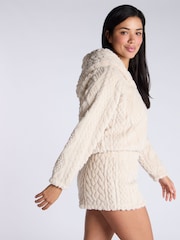 Boux Avenue Cable Nude Cosy Hoodie & Shorts Set - Image 5 of 6