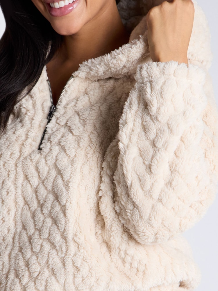 Boux Avenue Cable Nude Cosy Hoodie & Shorts Set - Image 6 of 6