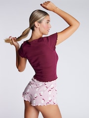 Boux Avenue Pointelle Christmas Santa 100% Cotton T-Shirt & Shorts Set - Image 4 of 5