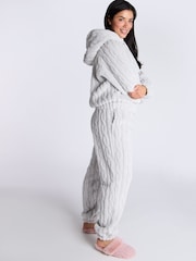 Boux Avenue Cosy Grey Cable Hoodie and Joggers Lounge Set - Image 3 of 6
