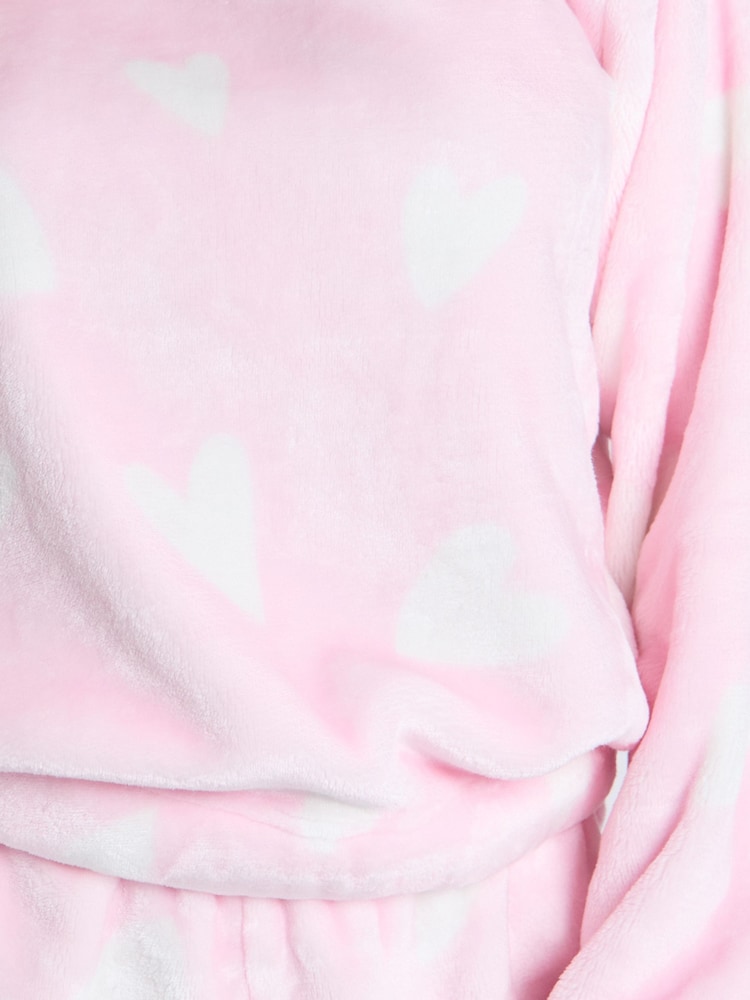 Boux Avenue Pink Heart Plush Crew and Shorts - Image 5 of 5