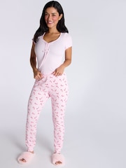 Boux Avenue Rib Christmas Candy Cane T-Shirt and Pyjamas Set - Image 1 of 5