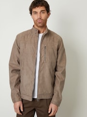 Threadbare Brown Faux Suede Racer Jacket - Image 1 of 5