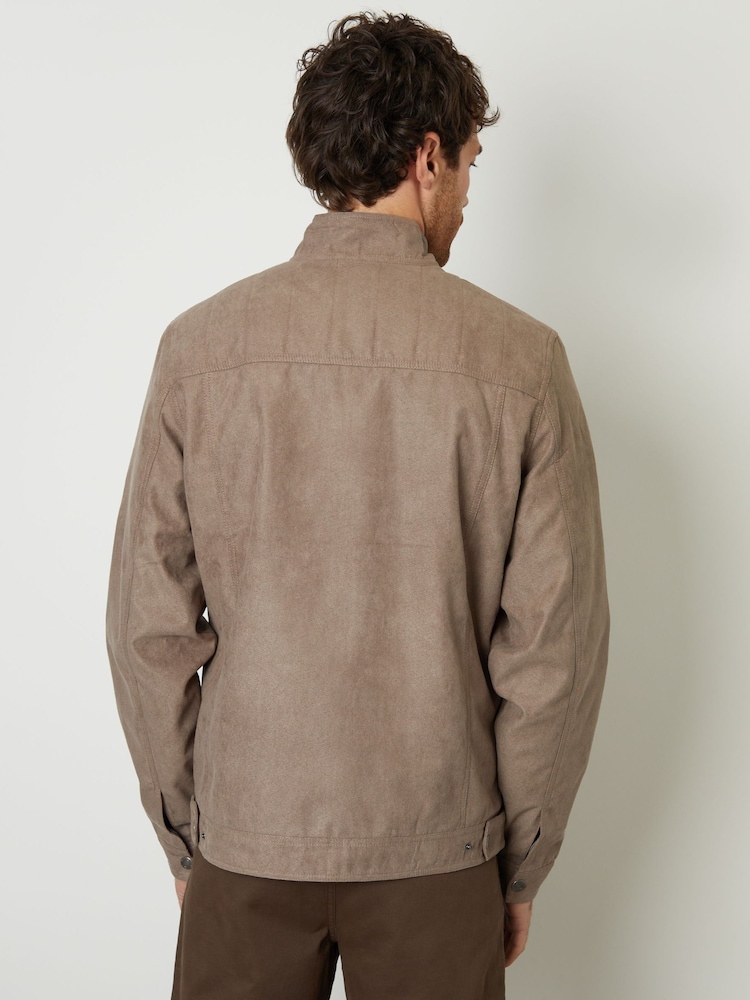 Threadbare Brown Faux Suede Racer Jacket - Image 2 of 5