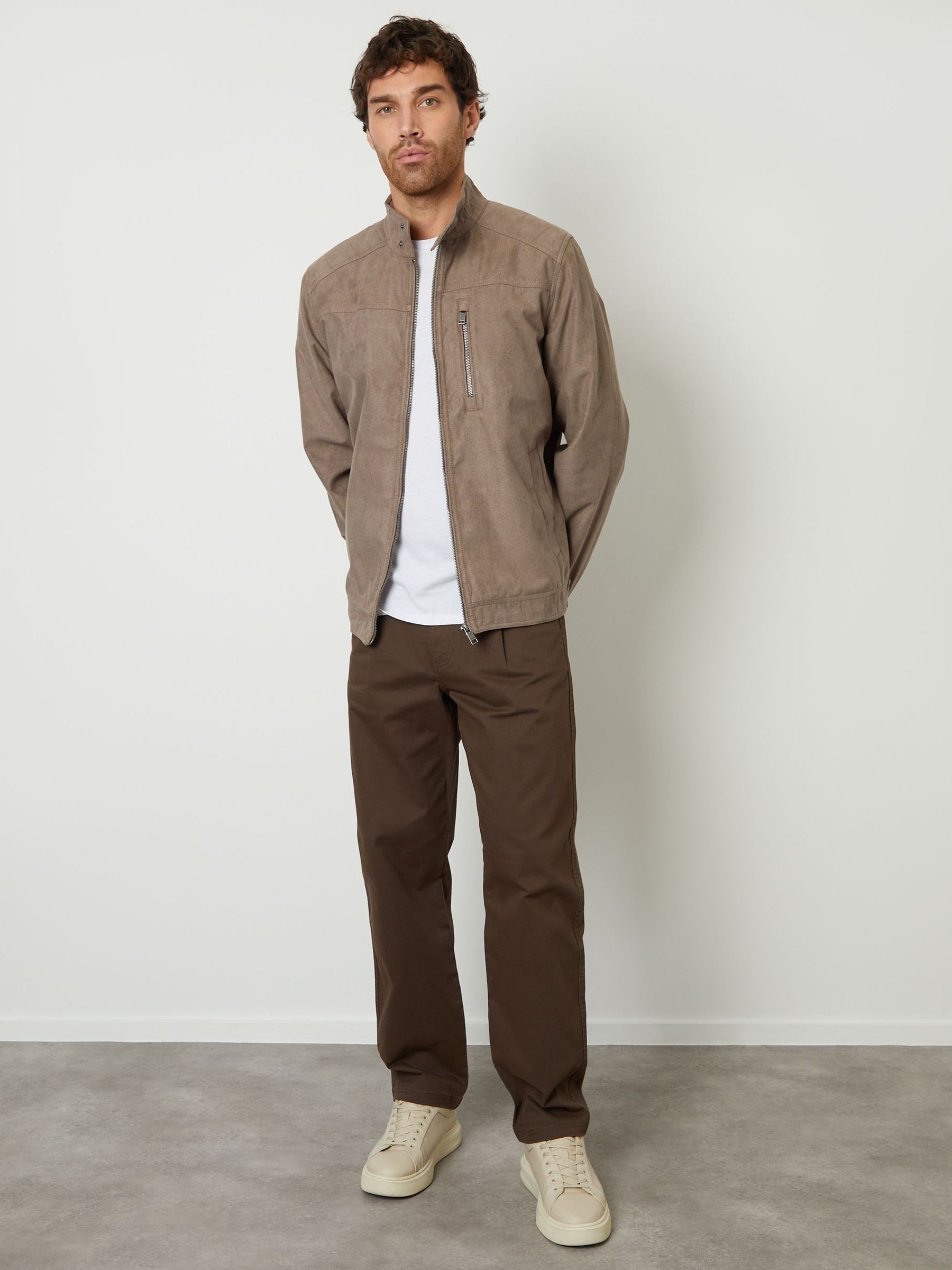 Buy Threadbare Brown Faux Suede Racer Jacket from Next USA