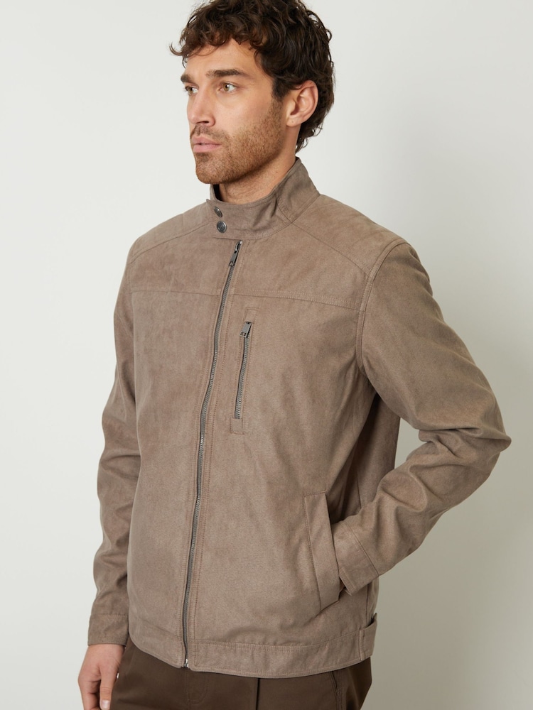 Threadbare Brown Faux Suede Racer Jacket - Image 5 of 5