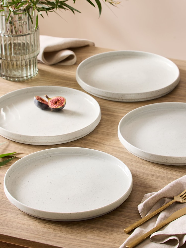 Set of 4 Natural Cream Hayden Dinner Plates - Image 1 of 3 Set of 4 Natural Cream Hayden Dinner Plates - Image 1 of 3