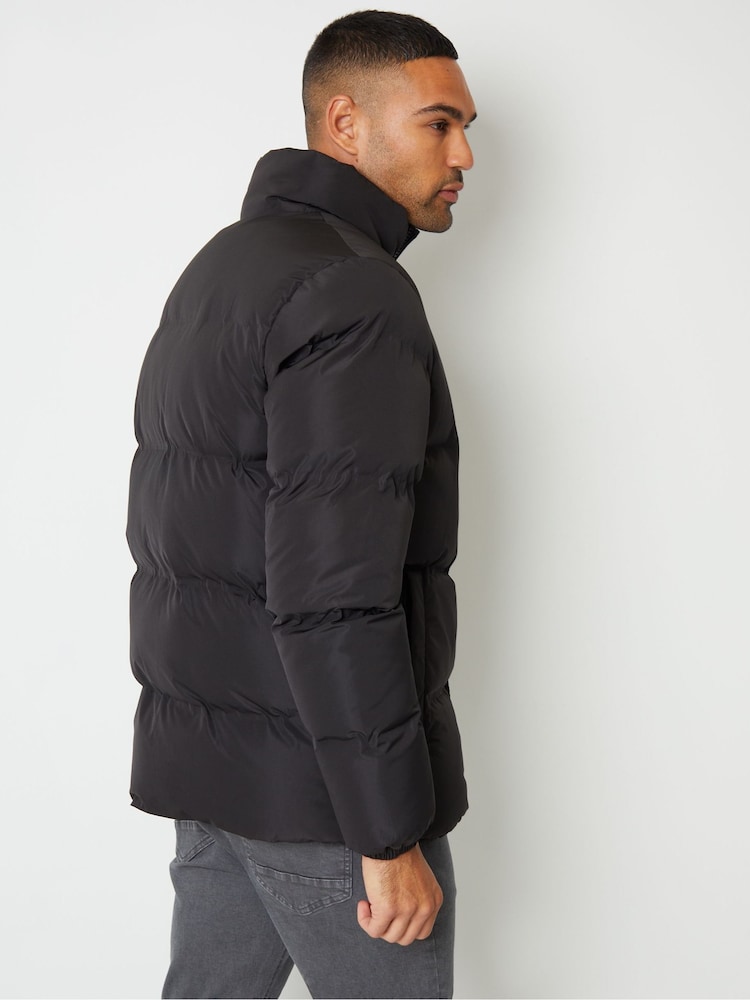Threadbare Black Showerproof Funnel Neck Puffer Jacket - Image 1 of 5
