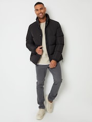 Threadbare Black Showerproof Funnel Neck Puffer Jacket - Image 4 of 5