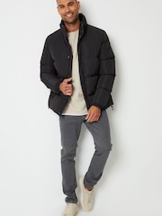 Threadbare Black Showerproof Funnel Neck Puffer Jacket - Image 5 of 5