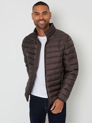 Threadbare Chocolate Brown Showerproof Matte Finish Padded Funnel Neck Jacket - Image 1 of 1