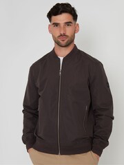 Threadbare Chocolate Showerproof Classic Bomber Jacket - Image 1 of 6