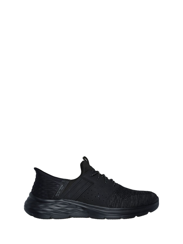 Skechers Black/White Garner Newick Slip In Trainers - Image 1 of 5