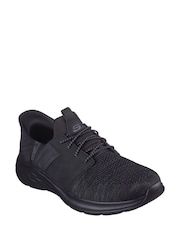 Skechers Black/White Garner Newick Slip In Trainers - Image 3 of 5
