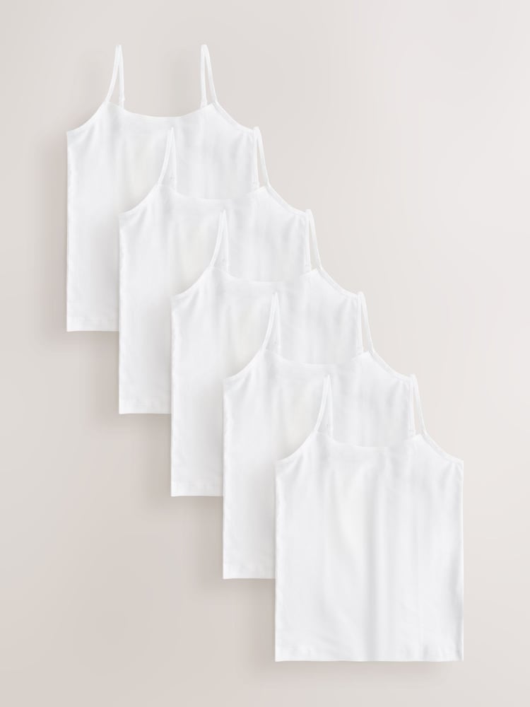 White 5 Pack Lace Cami Vest (1.5-16yrs) - Image 1 of 6