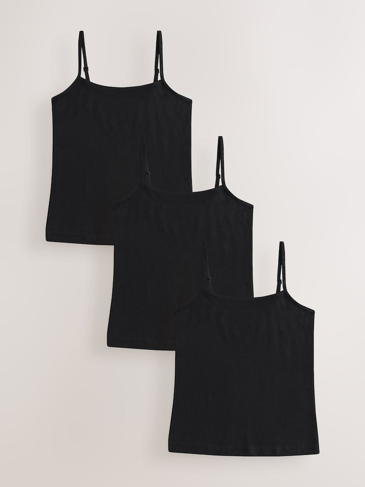 Black Strappy Cami Vests 3 Pack (1.5-16yrs) - Image 1 of 7