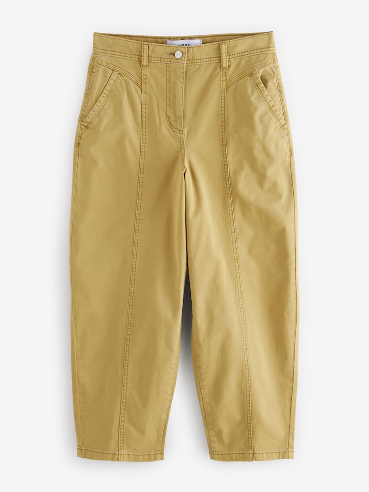 Mustard Yellow Barrel Leg Chino Trousers - Image 5 of 7