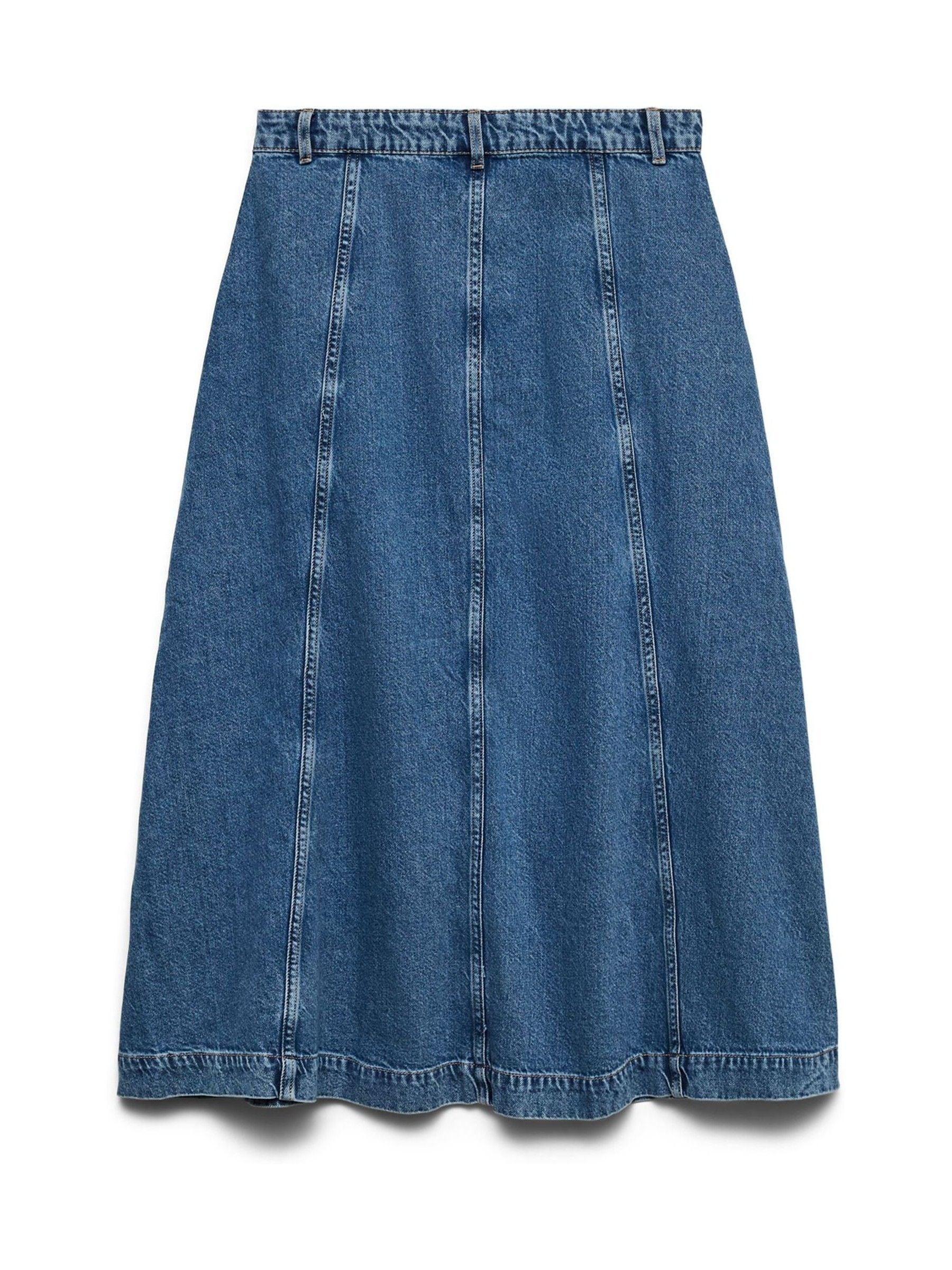 Buy VERO MODA Blue A-Line High Waisted Denim Midaxi Skirt from