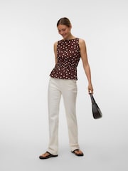VERO MODA Brown Sleeveless Smock Detail Polka Dot Top - Image 3 of 5