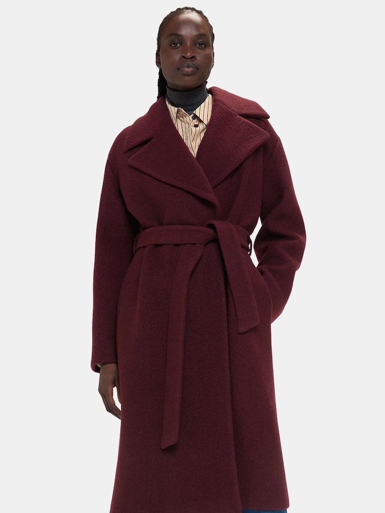 Whistles Red Lorna Wrap Wool Coat - Image 1 of 5