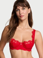 Victoria's Secret Vermillion Red Lightly Lined Balcony Lace Bra - Image 1 of 3