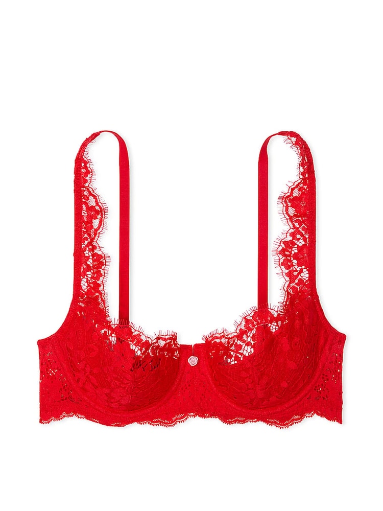 Victoria's Secret Vermillion Red Lightly Lined Balcony Lace Bra - Image 3 of 3