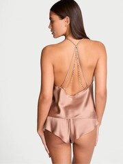 Victoria's Secret Almond Beige Nude Star Embroidery Chain Detail Cami Set - Image 2 of 3