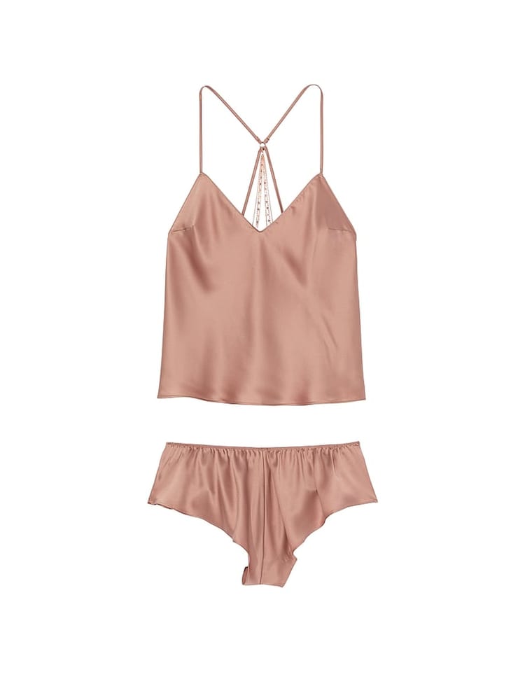Victoria's Secret Almond Beige Nude Star Embroidery Chain Detail Cami Set - Image 3 of 3
