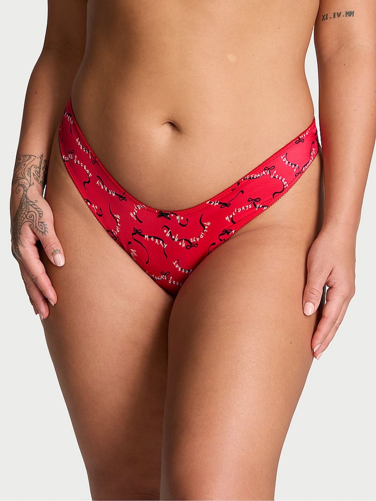 Victoria's Secret Lipstick Red Bows Thong Knickers - Image 1 of 3