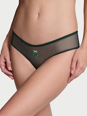 Victoria's Secret Botanical Green Mistletoe Crotchless Mesh Knickers - Image 1 of 2