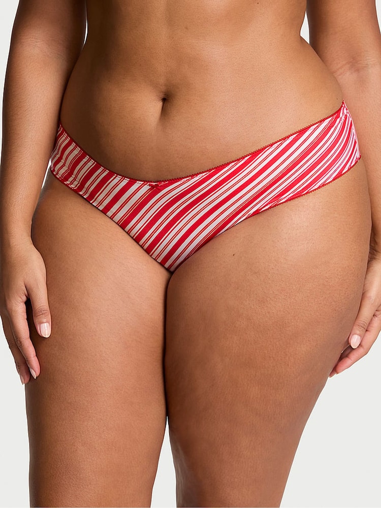 Victoria's Secret Candy Cane Stripe Red Cheeky Knickers - Image 1 of 3